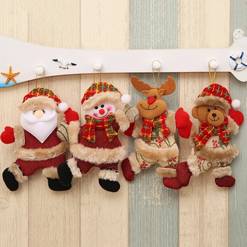 4 Uds adornos de Feliz Navidad DIY regalo de Navidad Santa Claus muñeco de nieve árbol colgante muñeca decoración colgante para el hogar Noel Natal Año Nuevo