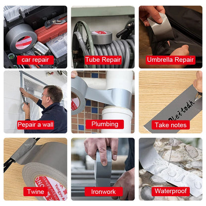Cinta adhesiva impermeable súper fuerte - Adhesivo versátil gris plateado para paredes, plásticos, vidrio, madera y metal - Ideal para hogares de bricolaje