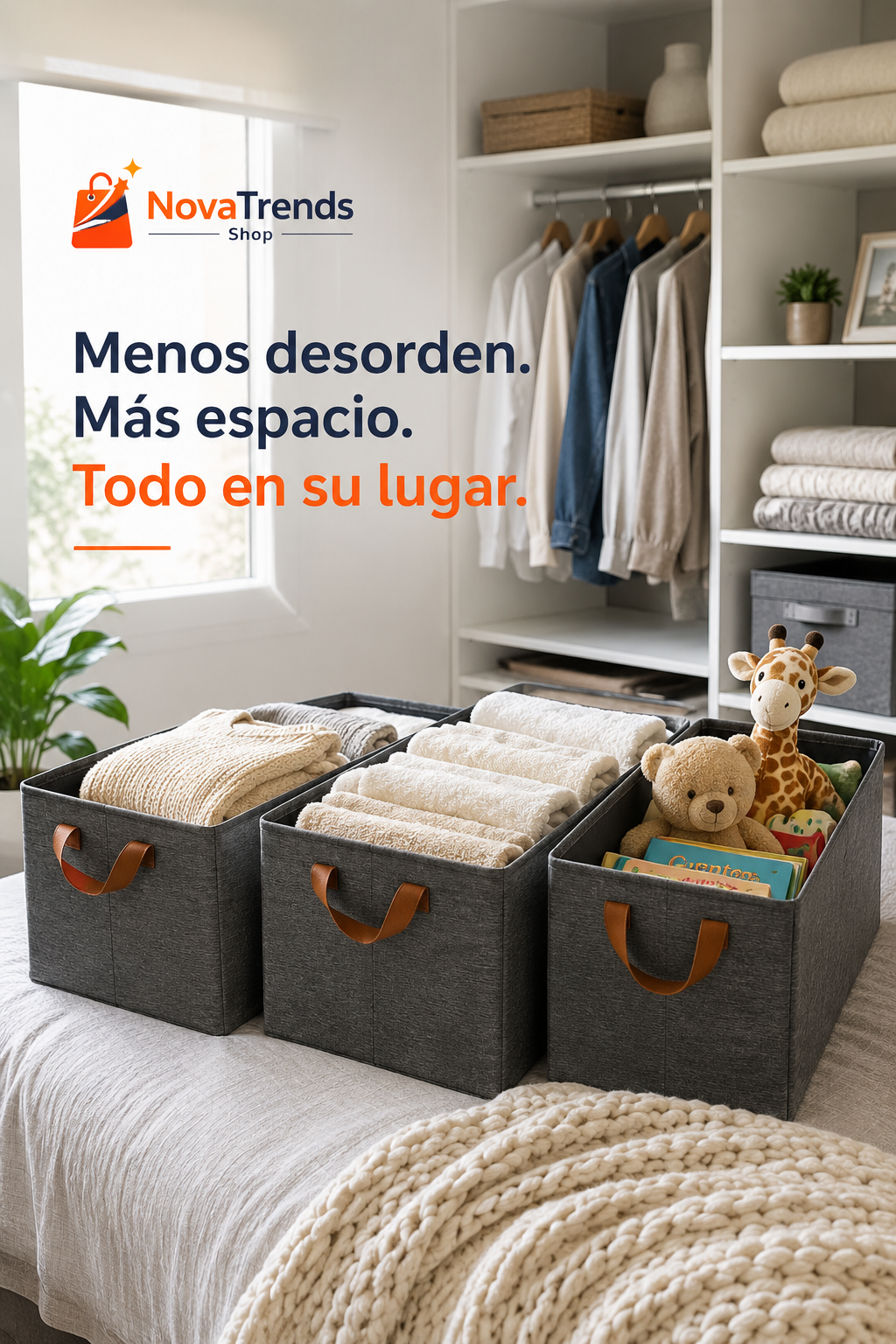 Canastas Organizadoras Plegables con Asas Pack de 3 o Pack de 6