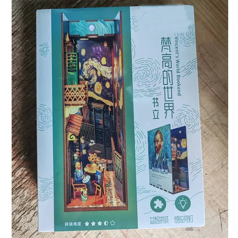 Sujetalibros de flor de cerezo, casas de muñecas japonesas, juguetes, estantería, bricolaje, rincón de libros de madera, Kits de inserción, regalos en miniatura, decoración del hogar