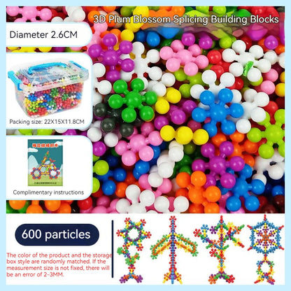 Bloques de construcción de flor de ciruelo de plástico colorido para niños, piezas de copo de nieve ensambladas divertidas, juguetes de educación temprana para iluminación