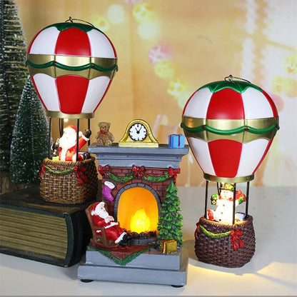 Adornos navideños brillantes, Papá Noel, muñeco de nieve, chimenea, luz LED nocturna de resina, decoración navideña, juguetes navideños para niños, regalo