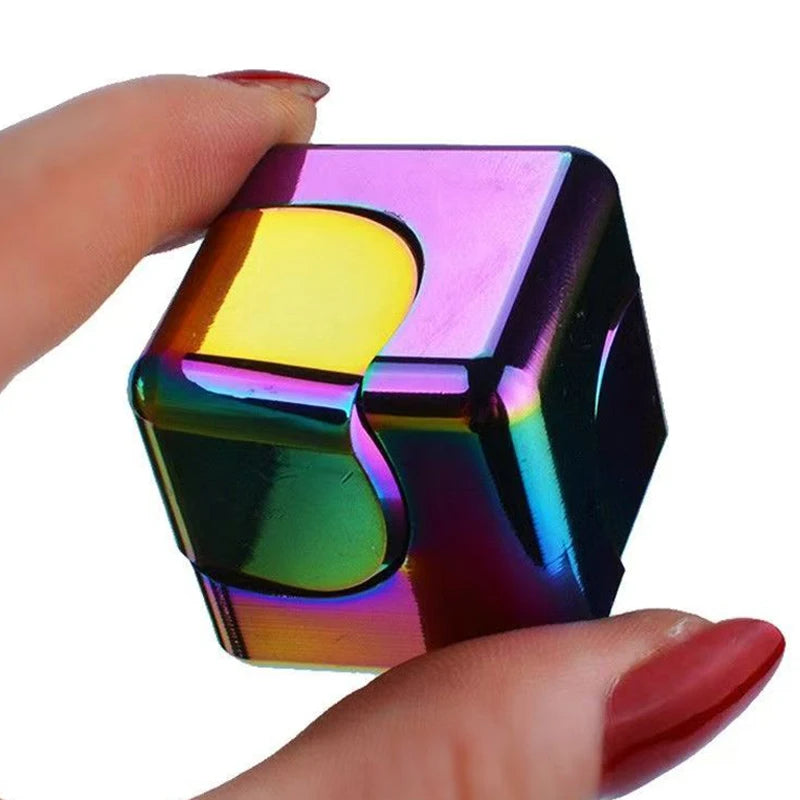Cubo Fidget Spinner Infinito Cuadrado de Metal, Juguetes Sensoriales para Aliviar el Estrés, TDAH, Ansiedad, EDC, Gadgets de Escritorio Geniales, Diversión de Oficina para Adultos