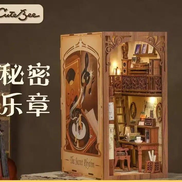 Sujetalibros de flor de cerezo, casas de muñecas japonesas, juguetes, estantería, bricolaje, rincón de libros de madera, Kits de inserción, regalos en miniatura, decoración del hogar