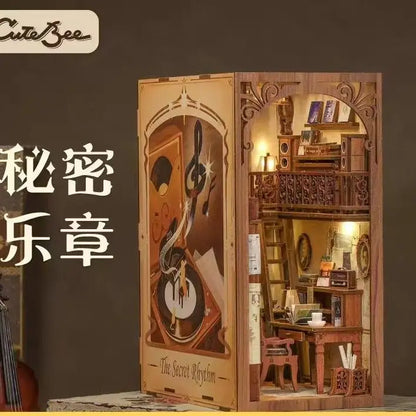 Sujetalibros de flor de cerezo, casas de muñecas japonesas, juguetes, estantería, bricolaje, rincón de libros de madera, Kits de inserción, regalos en miniatura, decoración del hogar