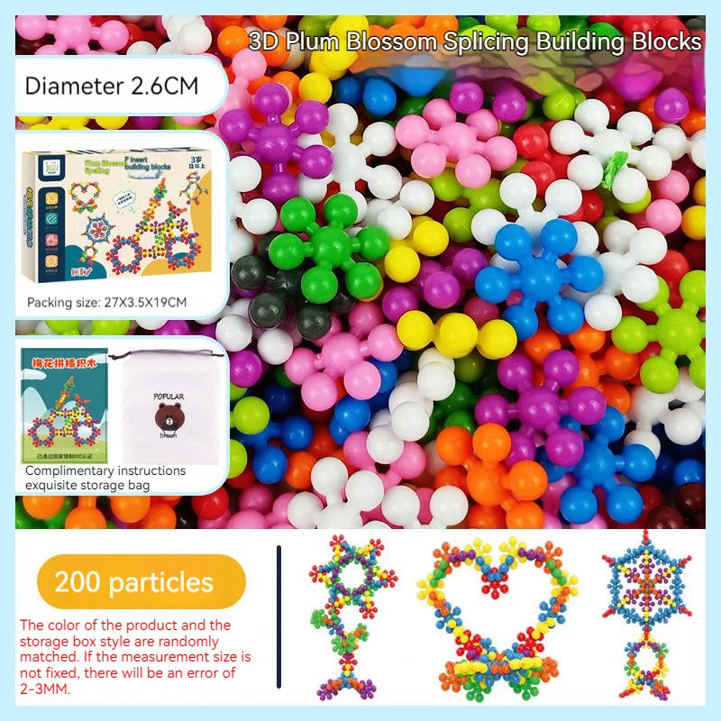 Bloques de construcción de flor de ciruelo de plástico colorido para niños, piezas de copo de nieve ensambladas divertidas, juguetes de educación temprana para iluminación