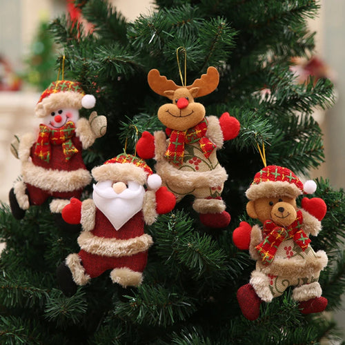 4 Uds adornos de Feliz Navidad DIY regalo de Navidad Santa Claus muñeco de nieve árbol colgante muñeca decoración colgante para el hogar Noel Natal Año Nuevo