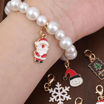 100/2 Piezas de Llaveros con Temática Navideña Mixta, Colgantes con Clip para Manualidades de Navidad, para Hacer Collares, Pendientes, Pulseras y Joyería Hecha a Mano