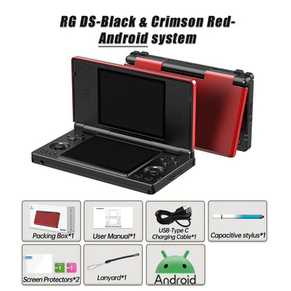 Consola de videojuegos retro Anbernic RG DS con pantalla táctil dual IPS de 4 pulgadas, Android 14, reproductor de juegos plegable RGDS, ideal para regalo de Navidad.