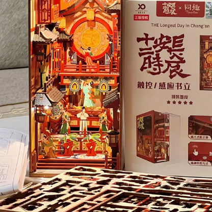 Sujetalibros de flor de cerezo, casas de muñecas japonesas, juguetes, estantería, bricolaje, rincón de libros de madera, Kits de inserción, regalos en miniatura, decoración del hogar
