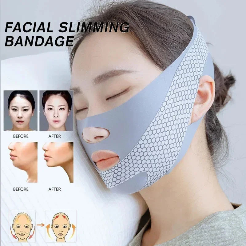 Estiramiento Facial con cara para dormir, moldeador en V, vendaje adelgazante Facial, relajación, forma de elevación, Reduce la barbilla doble, banda para adelgazar la cara, masaje