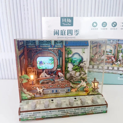 Sujetalibros de flor de cerezo, casas de muñecas japonesas, juguetes, estantería, bricolaje, rincón de libros de madera, Kits de inserción, regalos en miniatura, decoración del hogar
