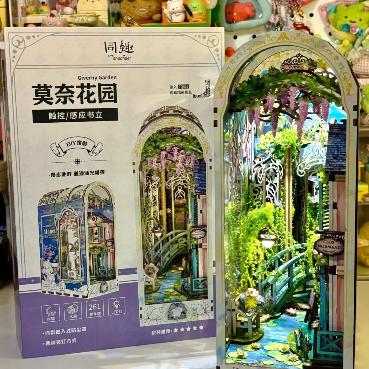 Sujetalibros de flor de cerezo, casas de muñecas japonesas, juguetes, estantería, bricolaje, rincón de libros de madera, Kits de inserción, regalos en miniatura, decoración del hogar