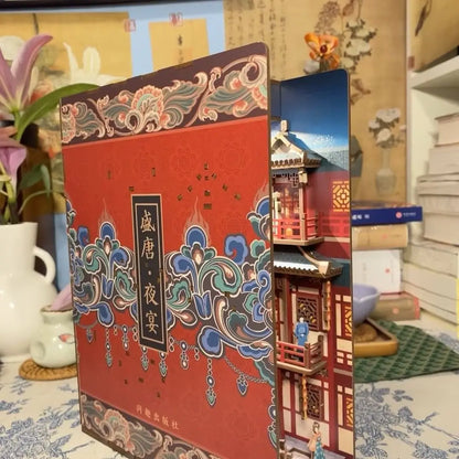 Sujetalibros de flor de cerezo, casas de muñecas japonesas, juguetes, estantería, bricolaje, rincón de libros de madera, Kits de inserción, regalos en miniatura, decoración del hogar