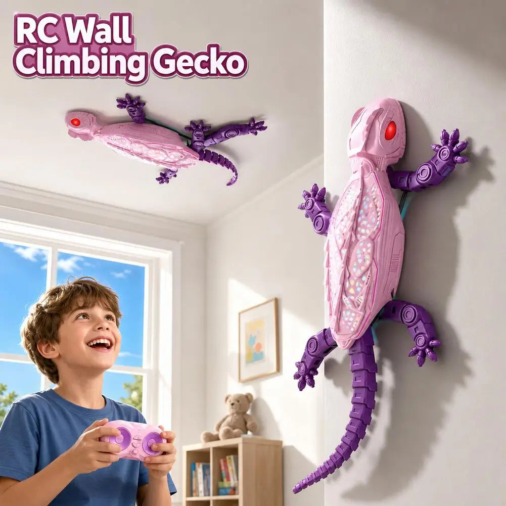 Coche teledirigido 2.4G que se desliza por paredes, modelo de gecko eléctrico, simulación de lagarto, coche teledirigido que se desliza por paredes, regalo de cumpleaños para niños.