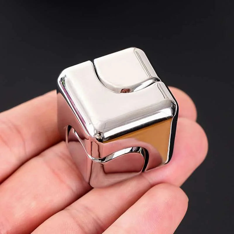 Cubo Fidget Spinner Infinito Cuadrado de Metal, Juguetes Sensoriales para Aliviar el Estrés, TDAH, Ansiedad, EDC, Gadgets de Escritorio Geniales, Diversión de Oficina para Adultos