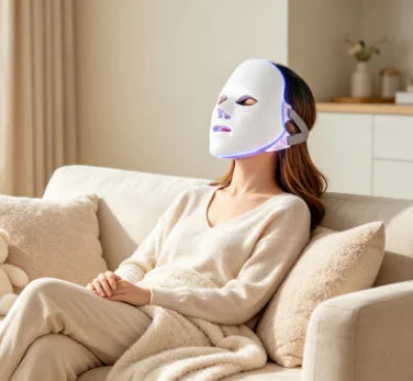 Máscara Facial de Terapia de Luz LED de 7 Colores HTMCK |   Mascarilla de Fototerapia Casera, Renovación de la Piel, Tratamiento del Acné y Cuidado Antiarrugas
