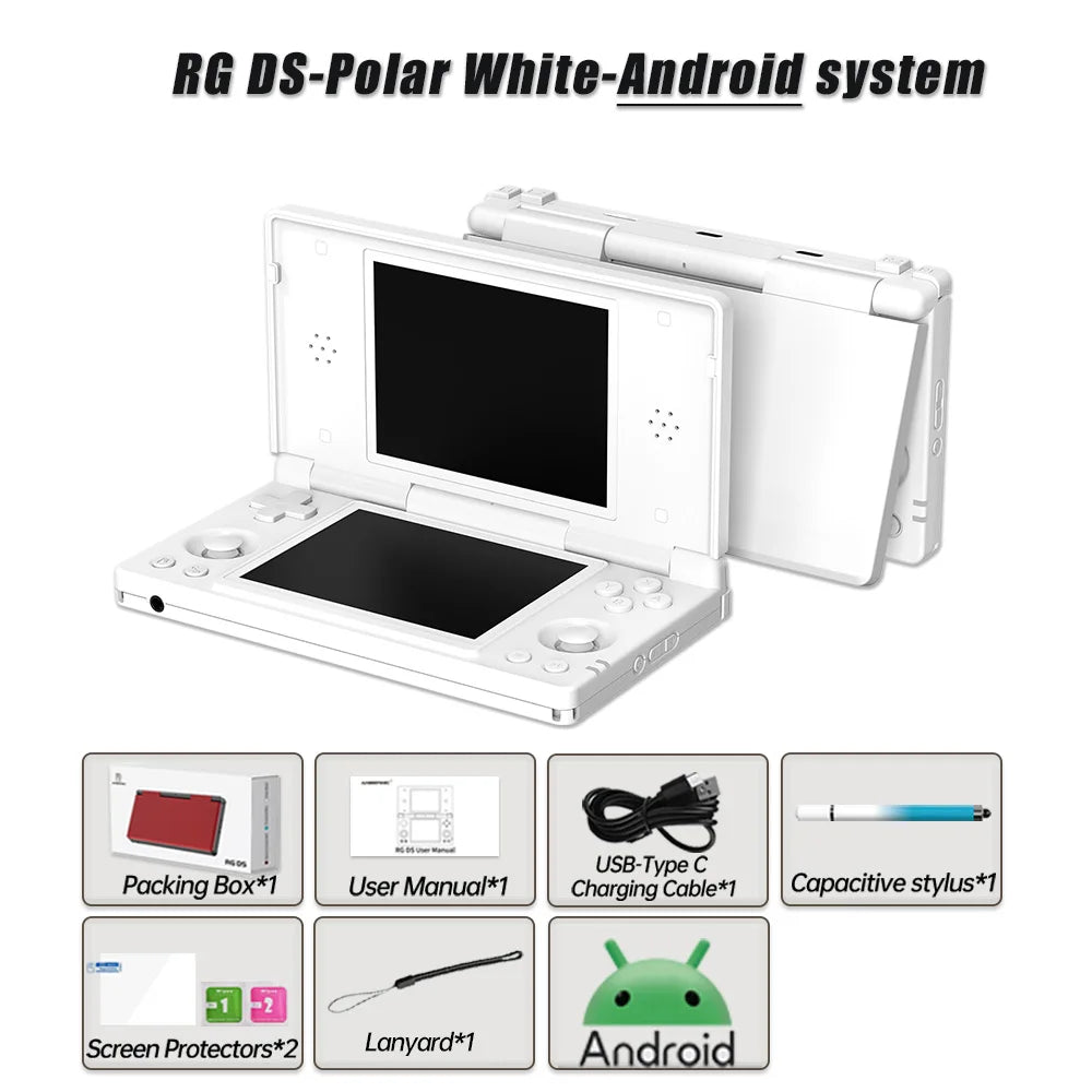 Consola de videojuegos retro Anbernic RG DS con pantalla táctil dual IPS de 4 pulgadas, Android 14, reproductor de juegos plegable RGDS, ideal para regalo de Navidad.