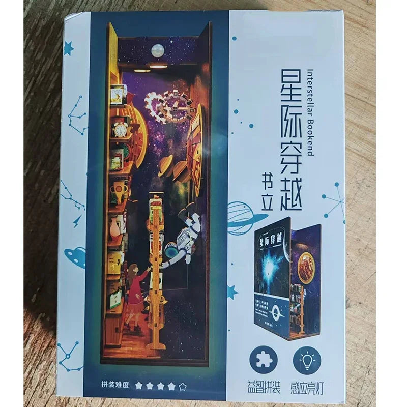 Sujetalibros de flor de cerezo, casas de muñecas japonesas, juguetes, estantería, bricolaje, rincón de libros de madera, Kits de inserción, regalos en miniatura, decoración del hogar