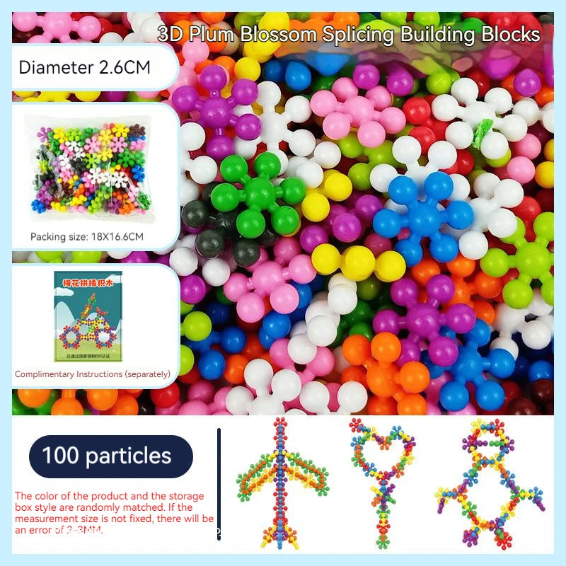 Bloques de construcción de flor de ciruelo de plástico colorido para niños, piezas de copo de nieve ensambladas divertidas, juguetes de educación temprana para iluminación