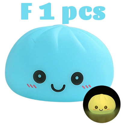 Nuevas luces nocturnas de dumplings 2027, adorno de escritorio de dumplings luminosos, linda caja de vaporera de dumplings luminosa, luces de dumplings kawaii, regalos