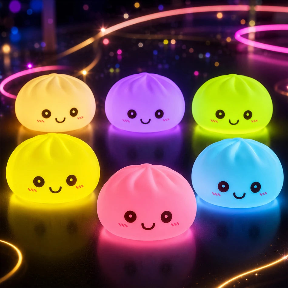 Nuevas luces nocturnas de dumplings 2027, adorno de escritorio de dumplings luminosos, linda caja de vaporera de dumplings luminosa, luces de dumplings kawaii, regalos