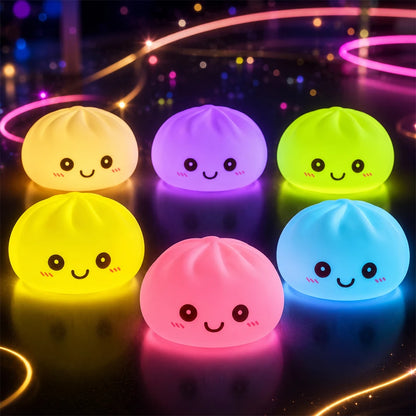 Nuevas luces nocturnas de dumplings 2027, adorno de escritorio de dumplings luminosos, linda caja de vaporera de dumplings luminosa, luces de dumplings kawaii, regalos