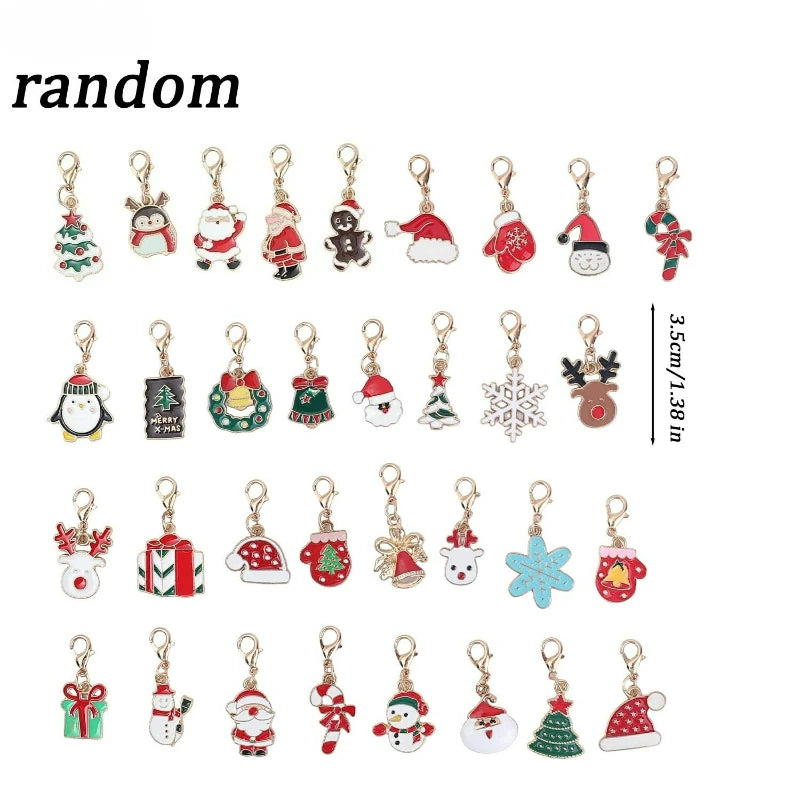 100/2 Piezas de Llaveros con Temática Navideña Mixta, Colgantes con Clip para Manualidades de Navidad, para Hacer Collares, Pendientes, Pulseras y Joyería Hecha a Mano