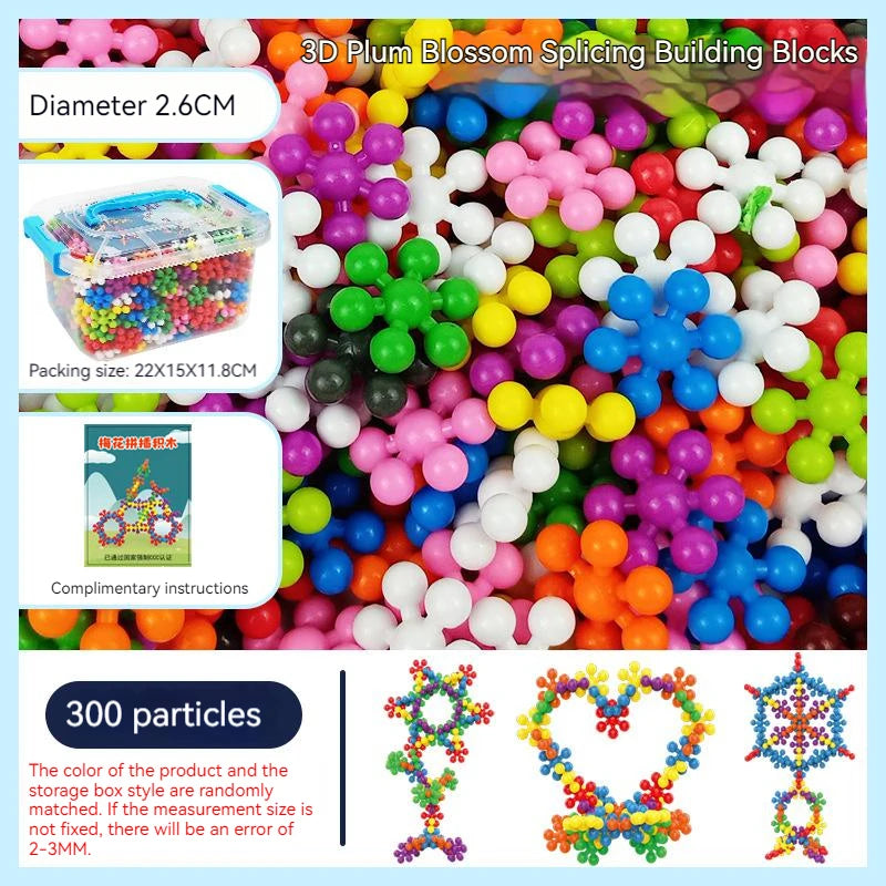 Bloques de construcción de flor de ciruelo de plástico colorido para niños, piezas de copo de nieve ensambladas divertidas, juguetes de educación temprana para iluminación