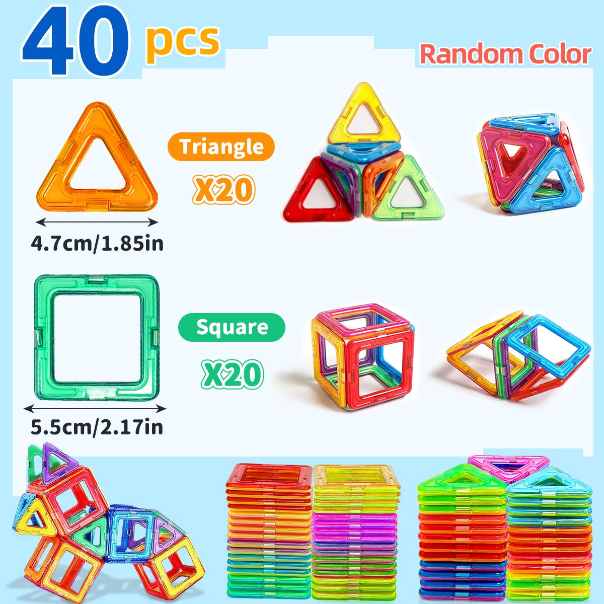 Bloques de construcción magnéticos, juguetes magnéticos DIY, juguetes STEM de tamaño mediano, juguetes de construcción, juguetes educativos de aprendizaje con imanes