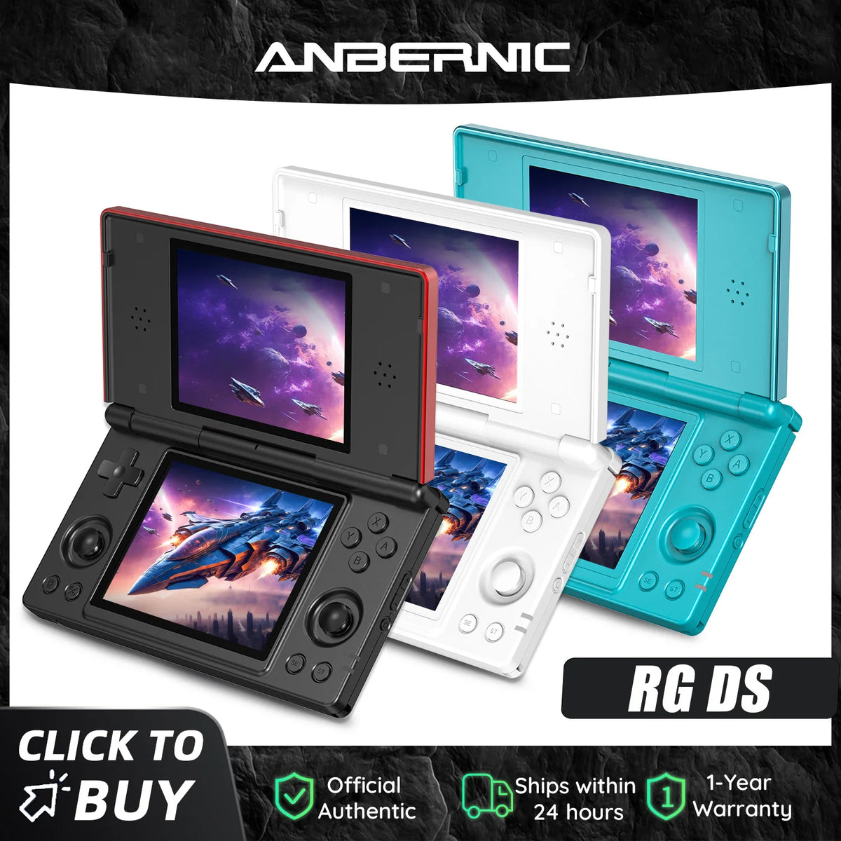 Consola de videojuegos retro Anbernic RG DS con pantalla táctil dual IPS de 4 pulgadas, Android 14, reproductor de juegos plegable RGDS, ideal para regalo de Navidad.