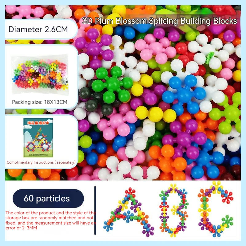 Bloques de construcción de flor de ciruelo de plástico colorido para niños, piezas de copo de nieve ensambladas divertidas, juguetes de educación temprana para iluminación