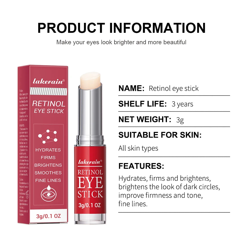 Crema de ojos con Retinol para aclarar las ojeras, reafirmante de la piel, suero de reparación instantánea de ojos en barra para el cuidado de los ojos de las mujeres