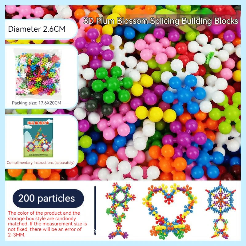Bloques de construcción de flor de ciruelo de plástico colorido para niños, piezas de copo de nieve ensambladas divertidas, juguetes de educación temprana para iluminación
