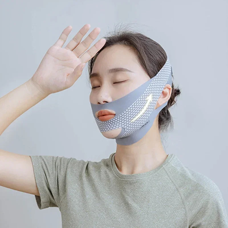 Estiramiento Facial con cara para dormir, moldeador en V, vendaje adelgazante Facial, relajación, forma de elevación, Reduce la barbilla doble, banda para adelgazar la cara, masaje