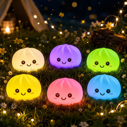 Nuevas luces nocturnas de dumplings 2027, adorno de escritorio de dumplings luminosos, linda caja de vaporera de dumplings luminosa, luces de dumplings kawaii, regalos