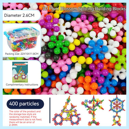 Bloques de construcción de flor de ciruelo de plástico colorido para niños, piezas de copo de nieve ensambladas divertidas, juguetes de educación temprana para iluminación