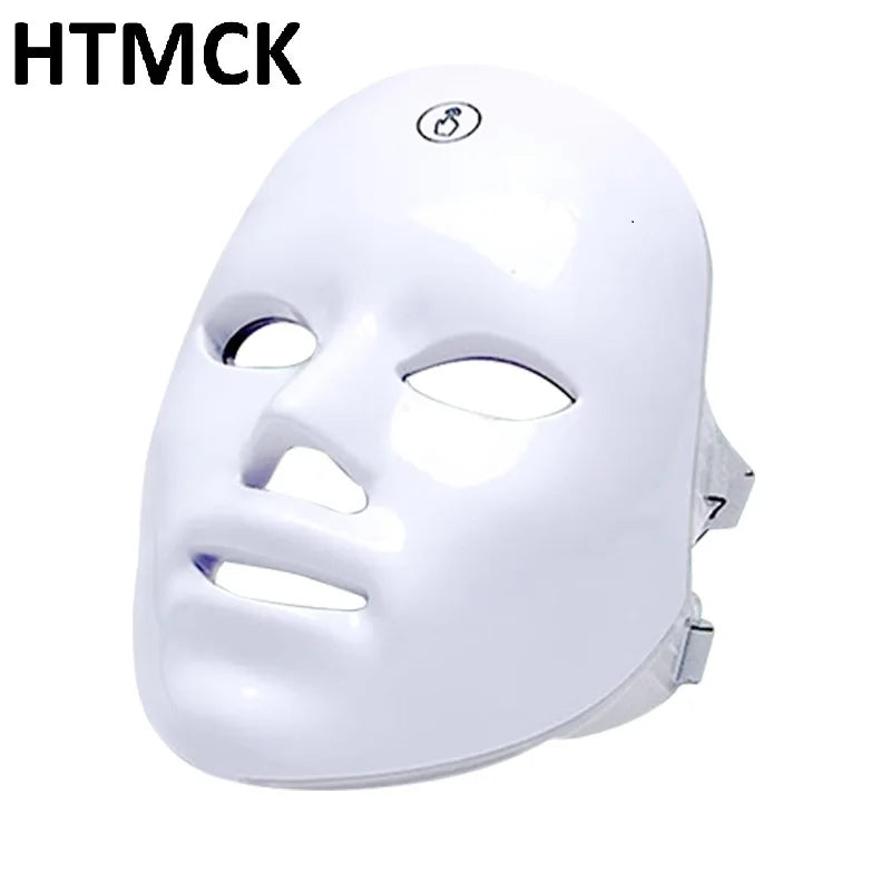 Máscara Facial de Terapia de Luz LED de 7 Colores HTMCK |   Mascarilla de Fototerapia Casera, Renovación de la Piel, Tratamiento del Acné y Cuidado Antiarrugas