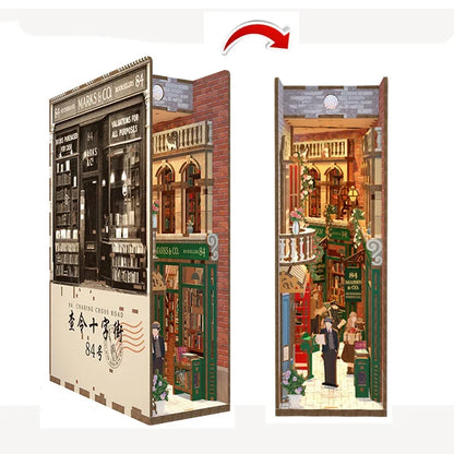 Sujetalibros de flor de cerezo, casas de muñecas japonesas, juguetes, estantería, bricolaje, rincón de libros de madera, Kits de inserción, regalos en miniatura, decoración del hogar