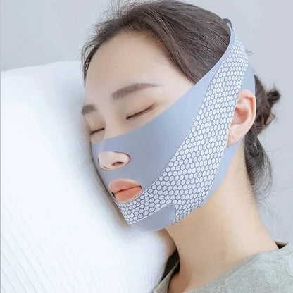 Estiramiento Facial con cara para dormir, moldeador en V, vendaje adelgazante Facial, relajación, forma de elevación, Reduce la barbilla doble, banda para adelgazar la cara, masaje