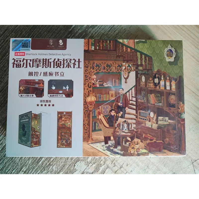 Sujetalibros de flor de cerezo, casas de muñecas japonesas, juguetes, estantería, bricolaje, rincón de libros de madera, Kits de inserción, regalos en miniatura, decoración del hogar