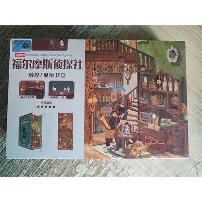 Sujetalibros de flor de cerezo, casas de muñecas japonesas, juguetes, estantería, bricolaje, rincón de libros de madera, Kits de inserción, regalos en miniatura, decoración del hogar