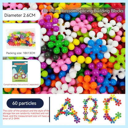 Bloques de construcción de flor de ciruelo de plástico colorido para niños, piezas de copo de nieve ensambladas divertidas, juguetes de educación temprana para iluminación