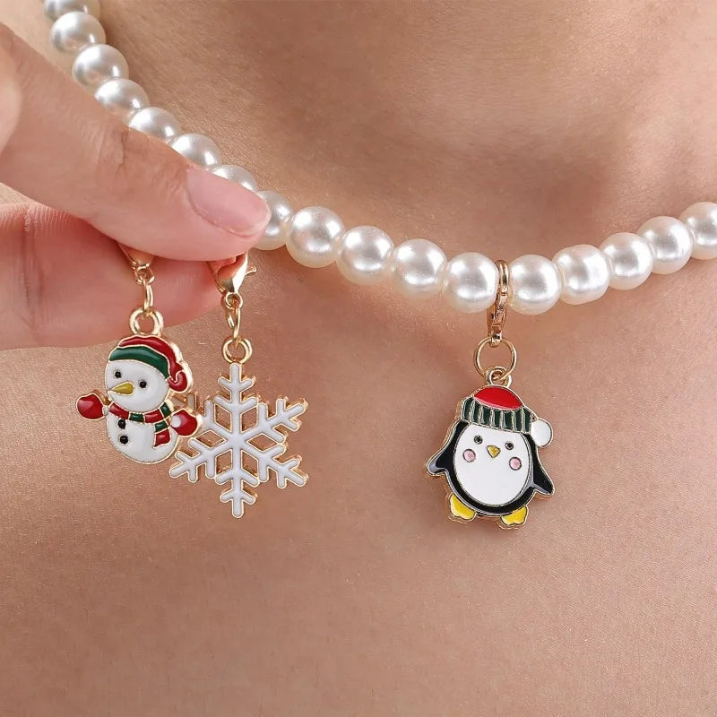 100/2 Piezas de Llaveros con Temática Navideña Mixta, Colgantes con Clip para Manualidades de Navidad, para Hacer Collares, Pendientes, Pulseras y Joyería Hecha a Mano