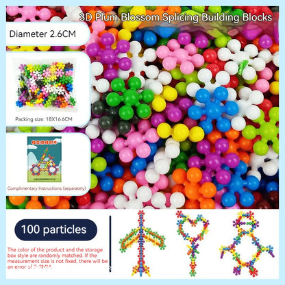 Bloques de construcción de flor de ciruelo de plástico colorido para niños, piezas de copo de nieve ensambladas divertidas, juguetes de educación temprana para iluminación