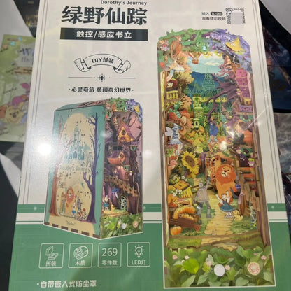 Sujetalibros de flor de cerezo, casas de muñecas japonesas, juguetes, estantería, bricolaje, rincón de libros de madera, Kits de inserción, regalos en miniatura, decoración del hogar