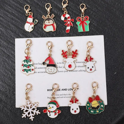 100/2 Piezas de Llaveros con Temática Navideña Mixta, Colgantes con Clip para Manualidades de Navidad, para Hacer Collares, Pendientes, Pulseras y Joyería Hecha a Mano