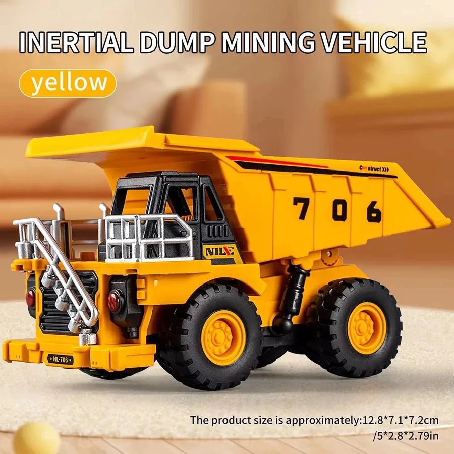 1 unidad de coche de juguete de inercia para niños, modelo de coche de ingeniería de minería de simulación, juegos creativos, coche de fricción, coche de minería, regalo para niños.