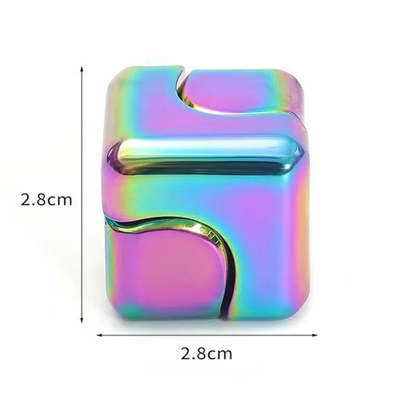 Cubo Fidget Spinner Infinito Cuadrado de Metal, Juguetes Sensoriales para Aliviar el Estrés, TDAH, Ansiedad, EDC, Gadgets de Escritorio Geniales, Diversión de Oficina para Adultos
