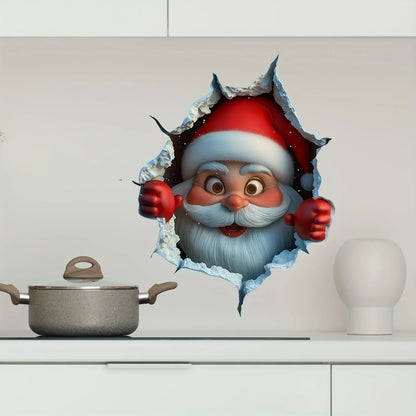 Calcomanía de pared rompe de renos 3D, pegatinas de vinilo de pared navideñas, decoración navideña extraíble para el hogar y los espacios vivos